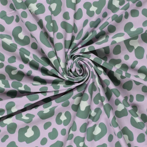 Baumwolljersey "Leo helllilia/basilikum" - 0,5m