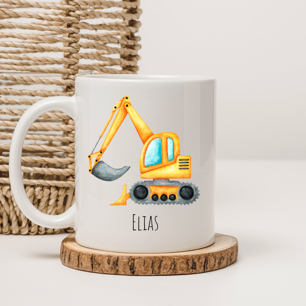 Tasse "Bagger" - personalisierbar (5 Schriftarten)