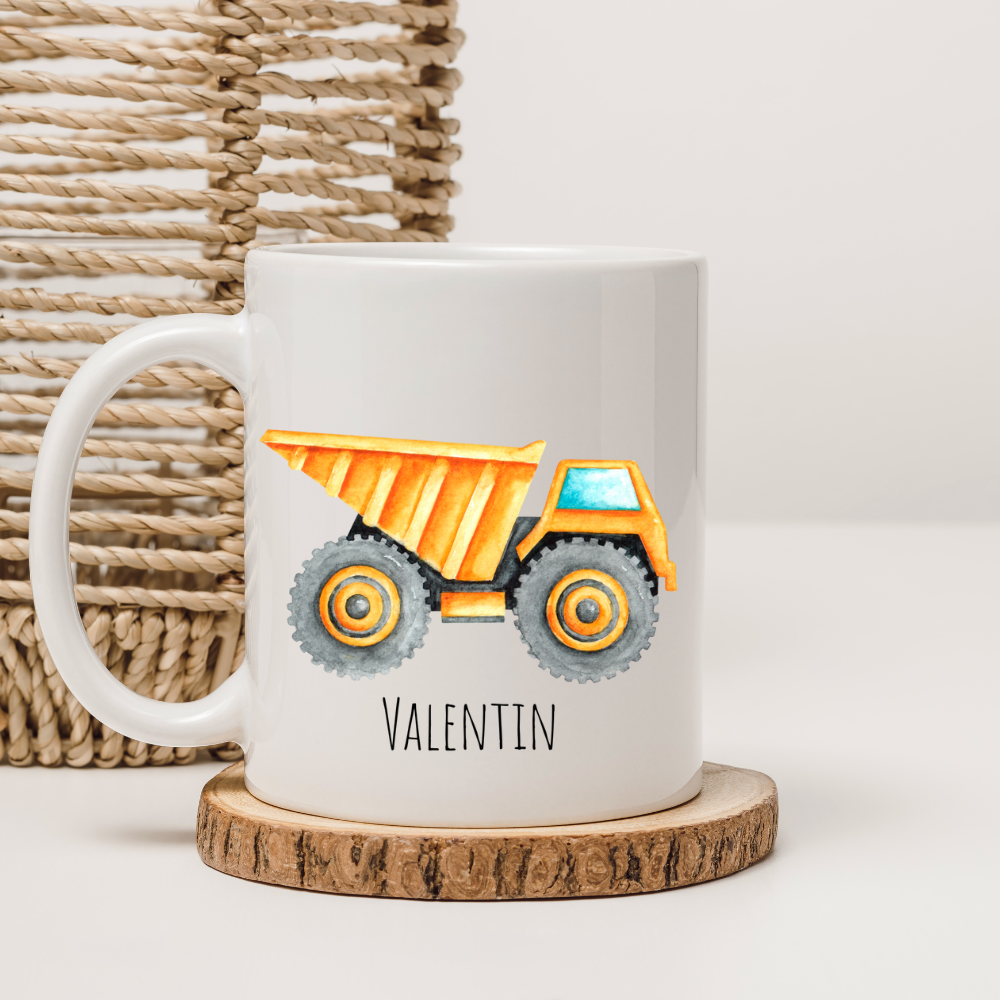 Tasse "Kipplaster" - personalisierbar (5 Schriftarten)