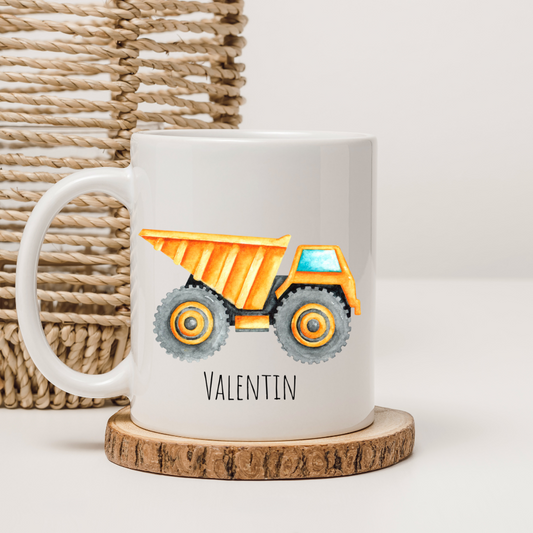 Tasse "Kipplaster" - personalisierbar (5 Schriftarten)
