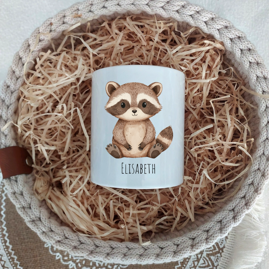 Spardose "Waschbär" - personalisierbar (5 Schriftarten)