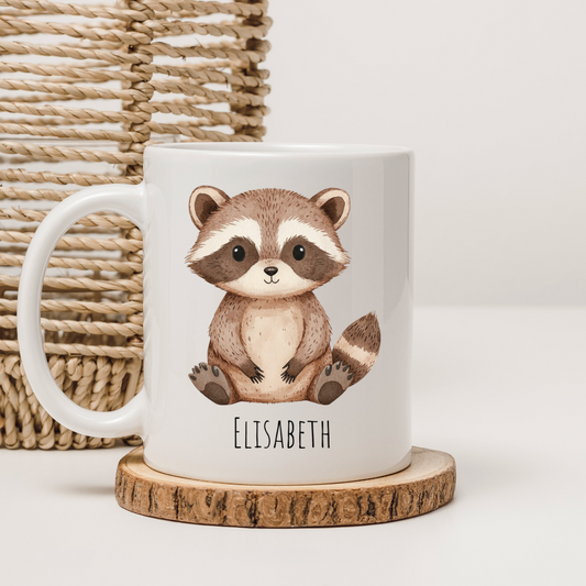 Tasse "Waschbär" -  personalisierbar (5 Schriftarten)