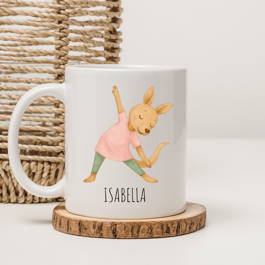 Tasse Yoga Känguru - personalisierbar (5 Schriftarten)