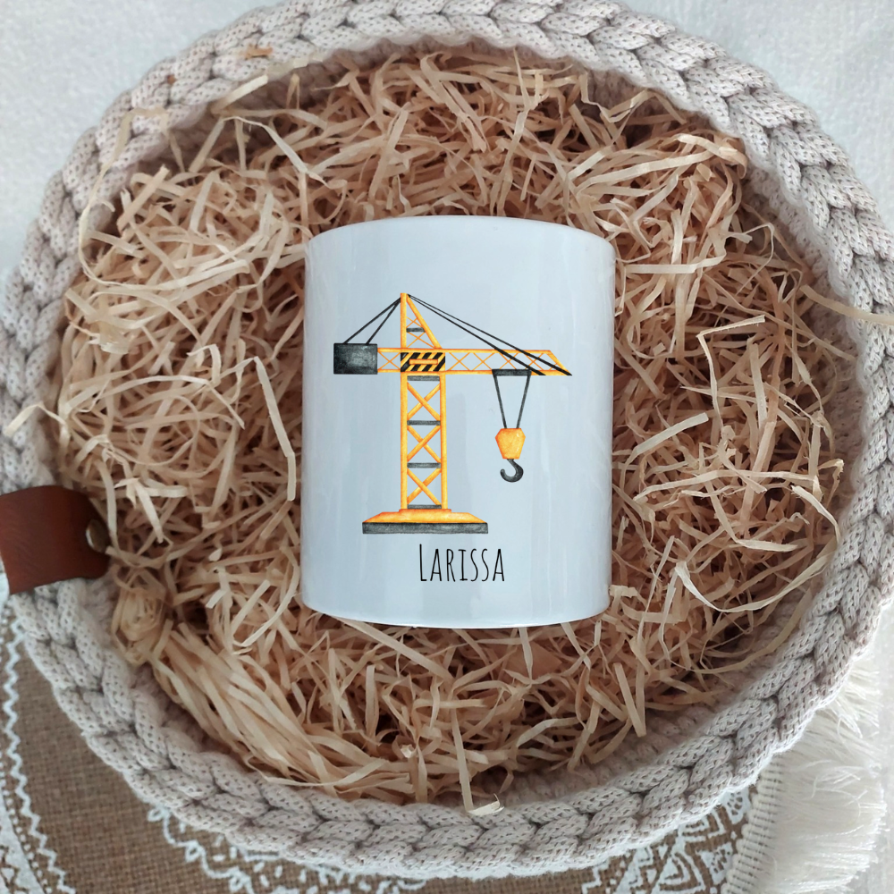 Spardose "Kran" - personalisierbar (5 Schriftarten)