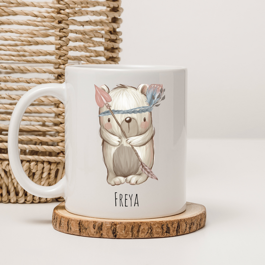 Tasse "Boho-Bär" -  personalisierbar (5 Schriftarten)