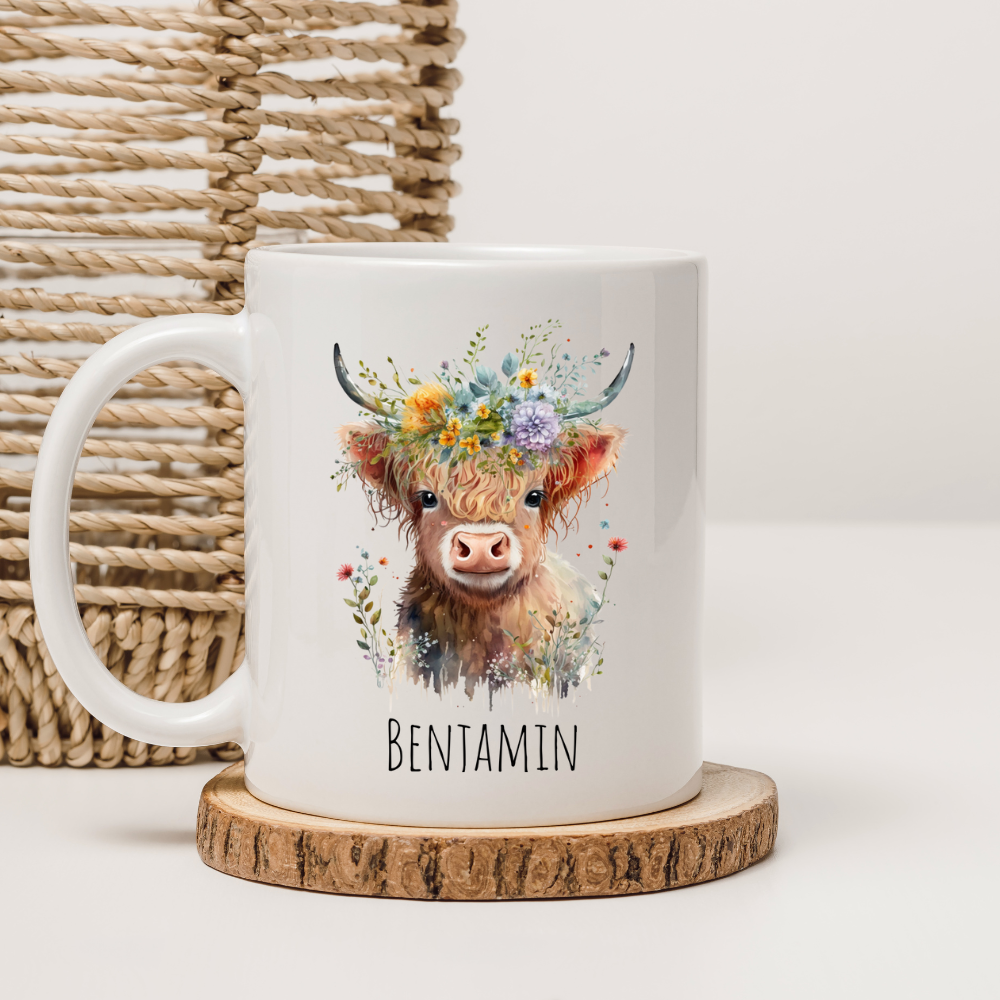 Tasse "Kleines Zottelrind" -  personalisierbar (5 Schriftarten)