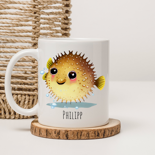 Tasse "Kugelfisch" -  personalisierbar (5 Schriftarten)