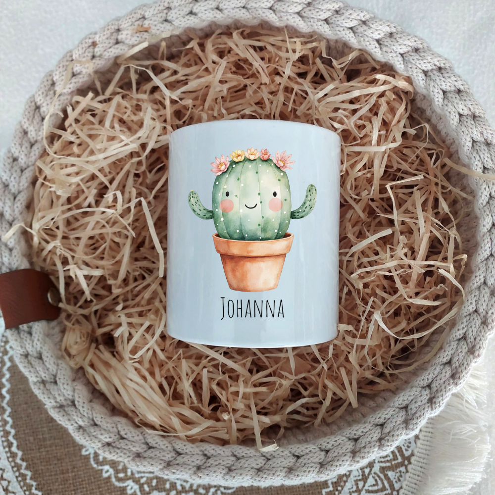 Spardose "Kleiner grüner Kaktus" - personalisierbar (5 Schriftarten)