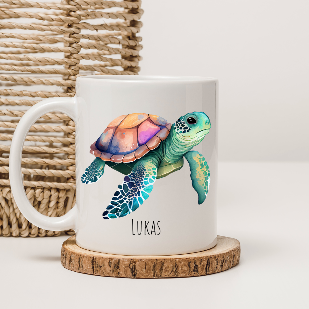 Tasse "Schildkröte" -  personalisierbar (5 Schriftarten)