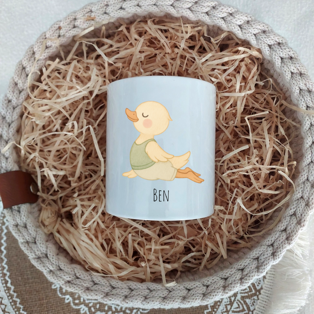 Spardose "Yoga Ente" - personalisierbar (5 Schriftarten)