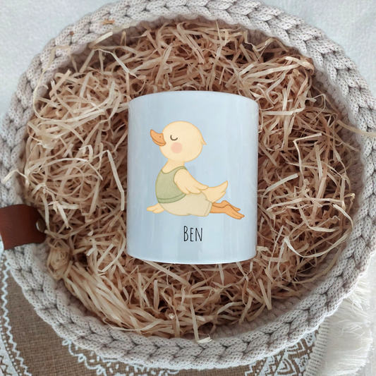 Spardose "Yoga Ente" - personalisierbar (5 Schriftarten)