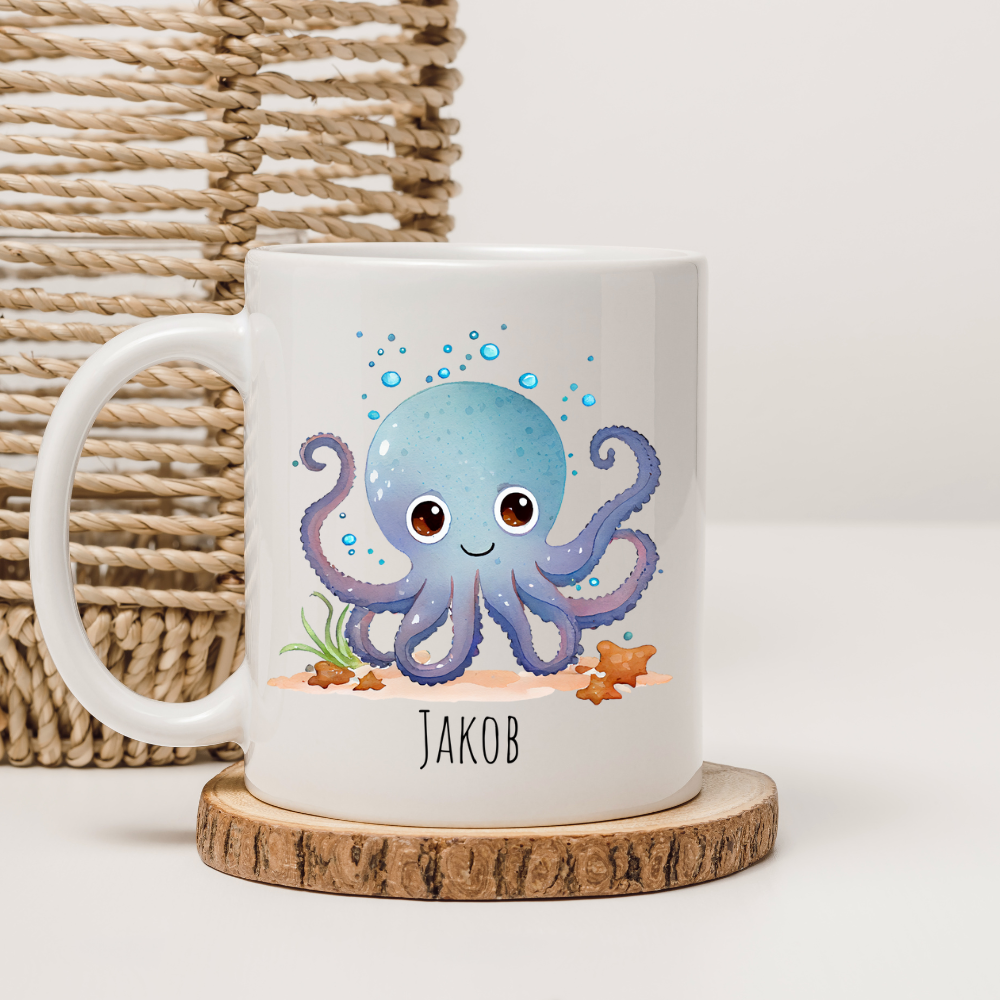 Tasse "Oktopus" -  personalisierbar (5 Schriftarten)