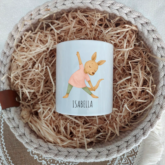 Spardose "Yoga Känguru" - personalisierbar (5 Schriftarten)