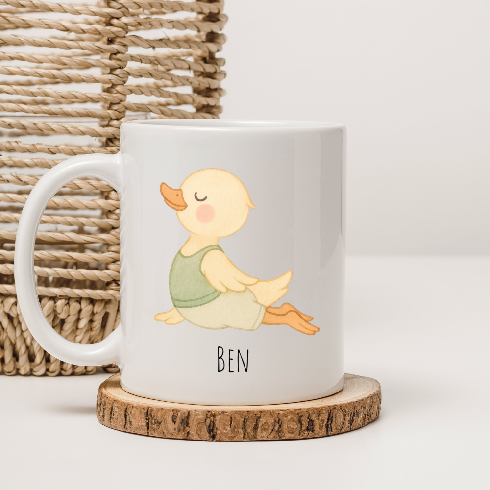 Tasse Yoga Ente - personalisierbar (5 Schriftarten)