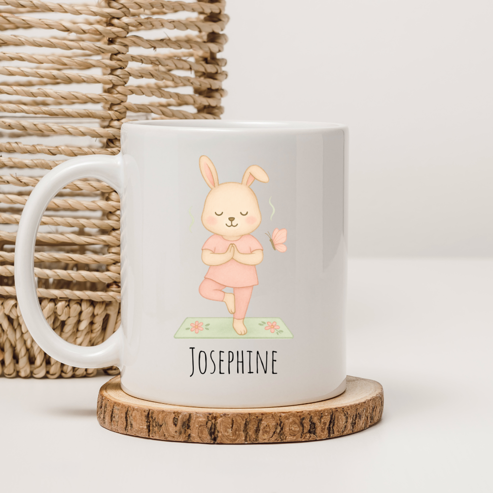Tasse Yoga-Hase - personalisierbar (5 Schriftarten)