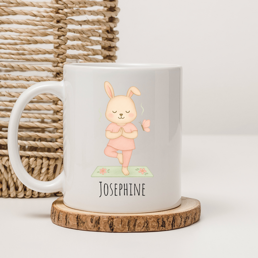 Tasse Yoga-Hase - personalisierbar (5 Schriftarten)
