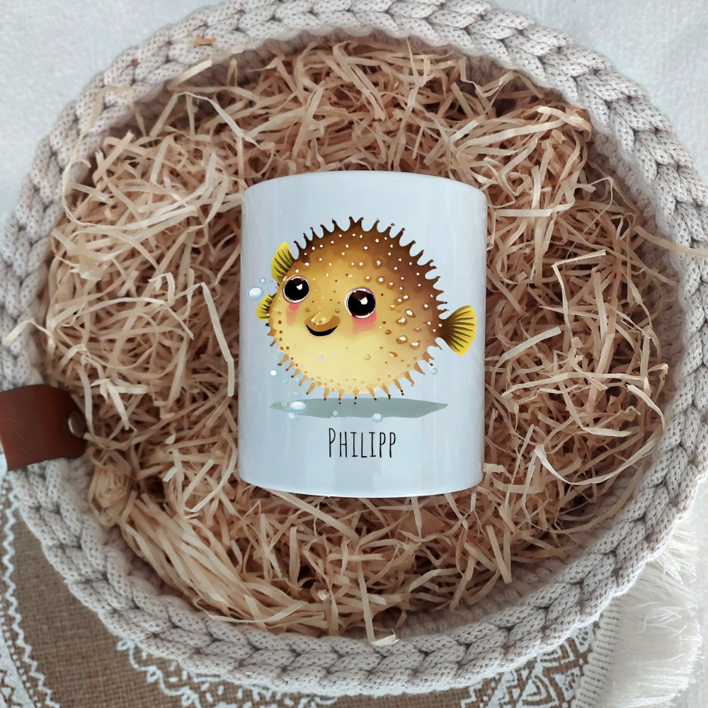 Spardose "Kugelfisch" - personalisierbar (5 Schriftarten)