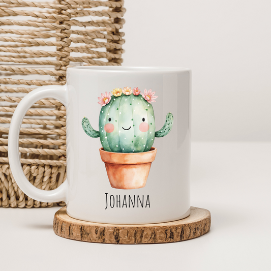 Tasse "Kleiner grüner Kaktus" - personalisierbar (5 Schriftarten)
