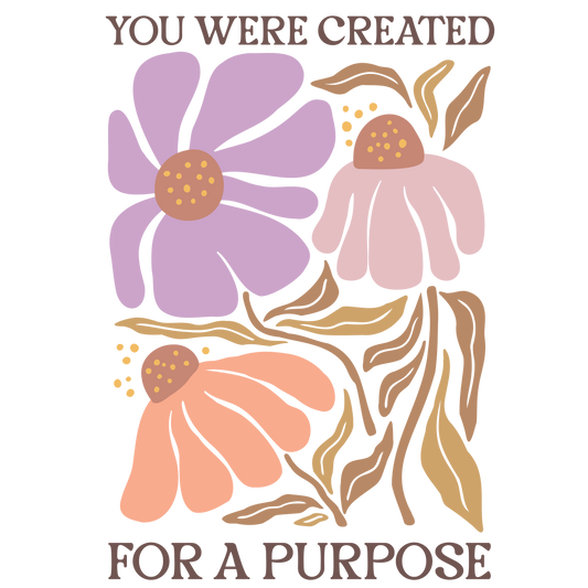 Bügelbild "created for a purpose"