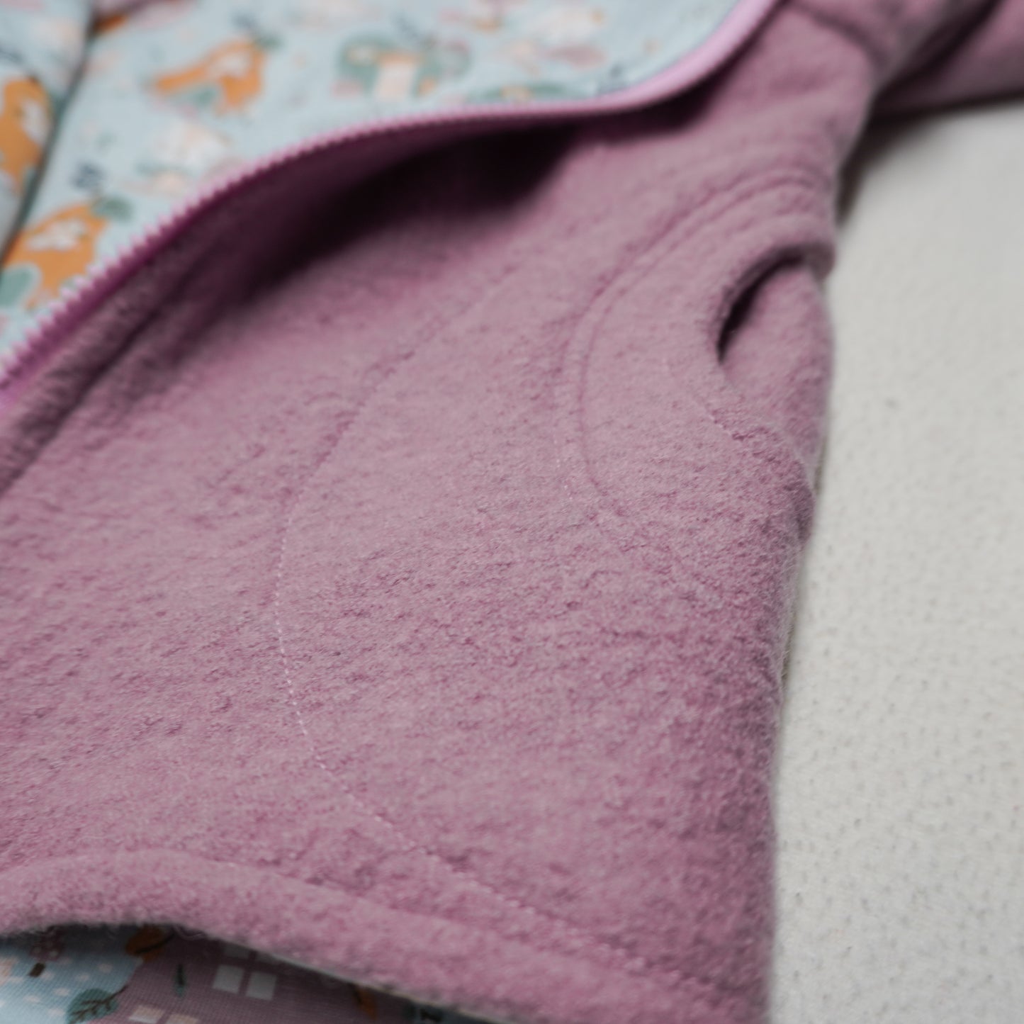 Merino-Walkjacke Gr. 98 mit Taschen und Zipfelkapuze