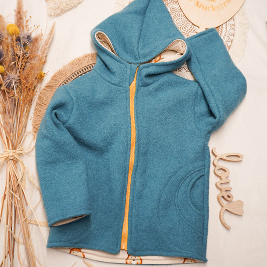 Walkjacke Gr. 110 mit Zipfelkapuze und Taschen