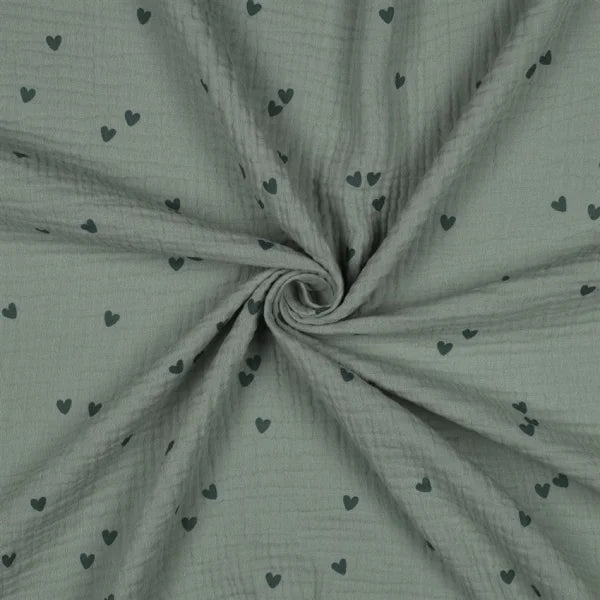 Musselin "kleine Herzen - nilblau"