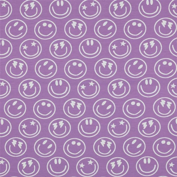 Baumwolljersey "Smileys - softlavendel" - 0,5m