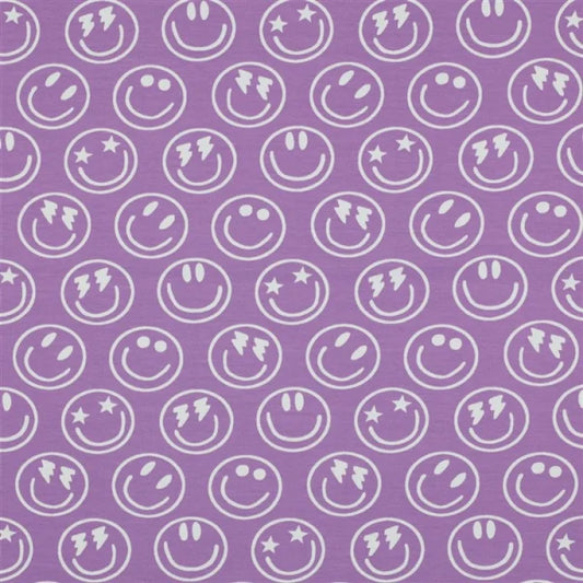 Baumwolljersey "Smileys - softlavendel" - 0,5m