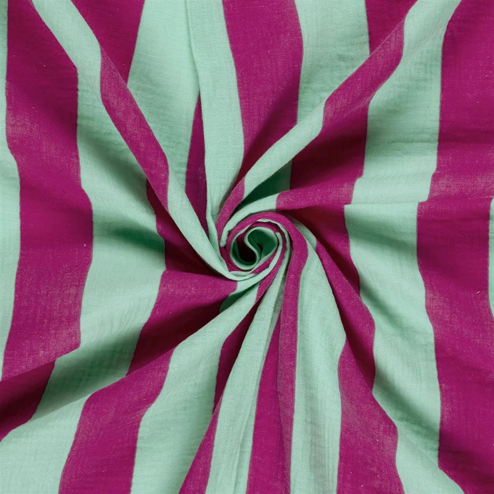 Musselin "breite Streifen pink/mint"