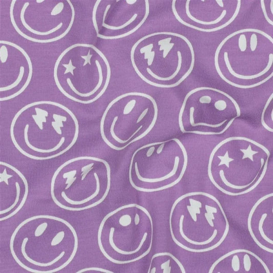 Baumwolljersey "Smileys - softlavendel" - 0,5m